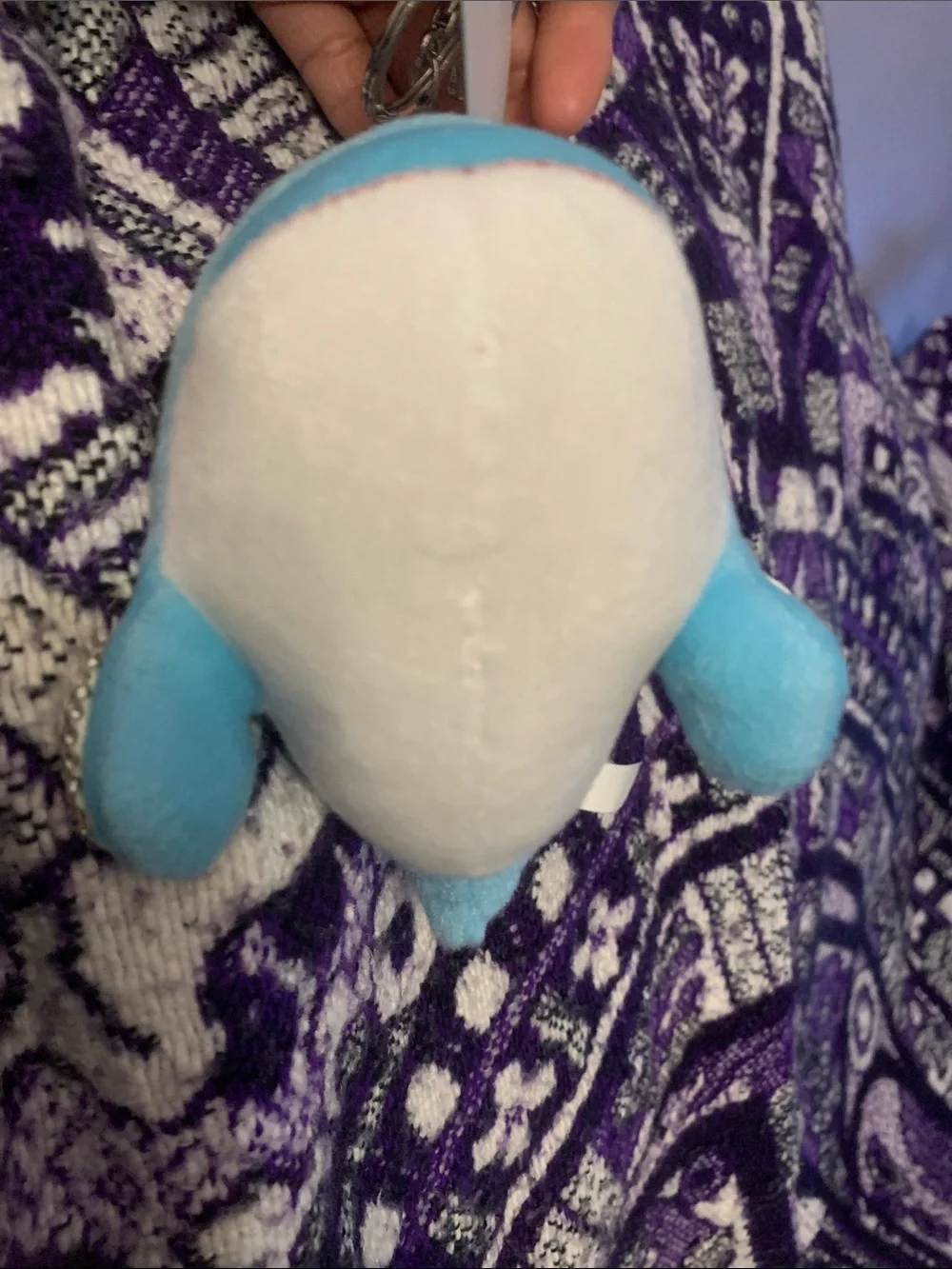 Natasha Blue Whale Plush Keychain with Flower Accent - Picture 4 of 6